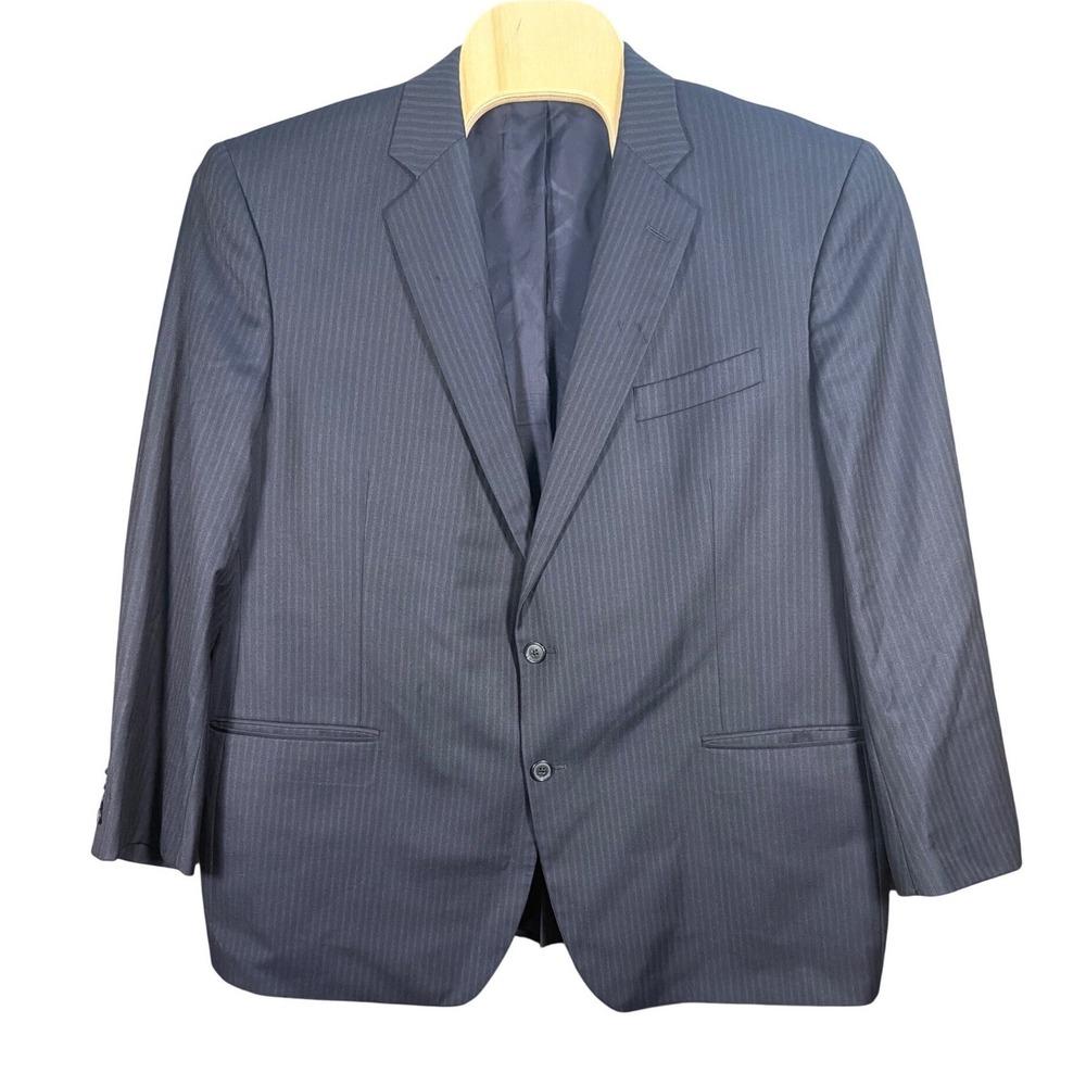Brooks Brothers 1818 Madison Saxxon Wool Blazer Navy Pinstripe 50R Made in USA